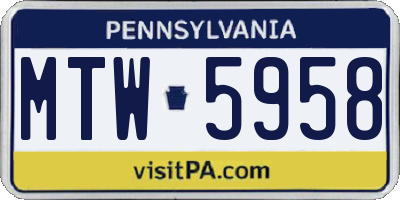 PA license plate MTW5958