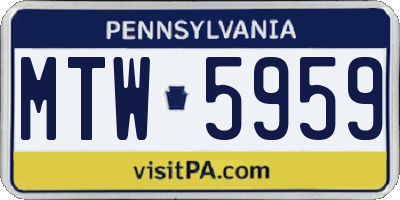 PA license plate MTW5959