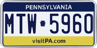 PA license plate MTW5960
