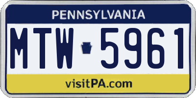 PA license plate MTW5961