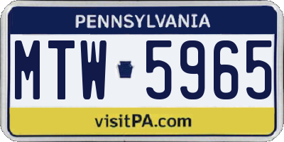 PA license plate MTW5965