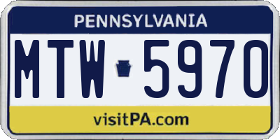 PA license plate MTW5970
