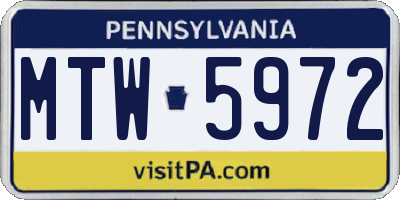 PA license plate MTW5972
