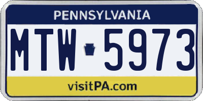 PA license plate MTW5973