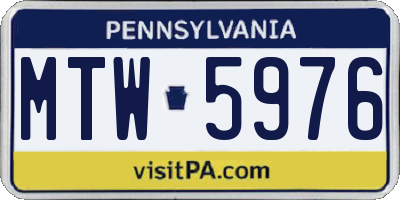 PA license plate MTW5976