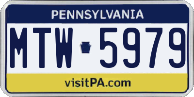 PA license plate MTW5979