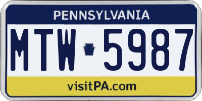 PA license plate MTW5987