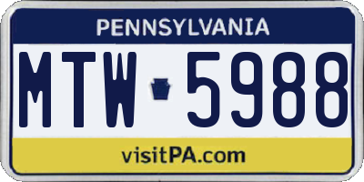 PA license plate MTW5988