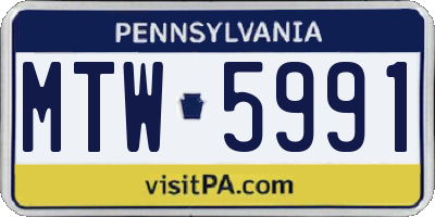 PA license plate MTW5991