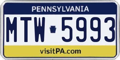 PA license plate MTW5993