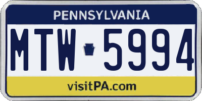 PA license plate MTW5994