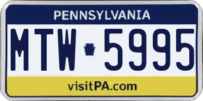 PA license plate MTW5995