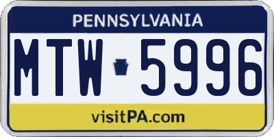 PA license plate MTW5996