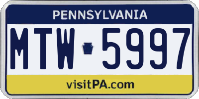 PA license plate MTW5997