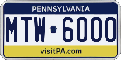 PA license plate MTW6000