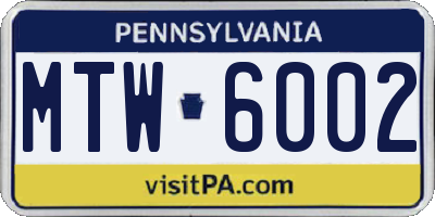 PA license plate MTW6002