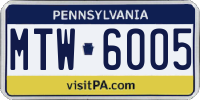 PA license plate MTW6005