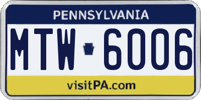 PA license plate MTW6006