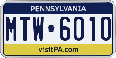 PA license plate MTW6010