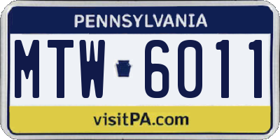 PA license plate MTW6011
