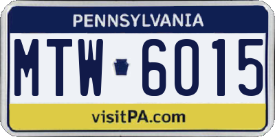 PA license plate MTW6015
