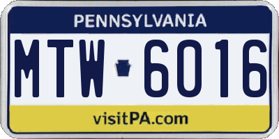 PA license plate MTW6016