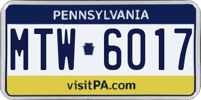PA license plate MTW6017