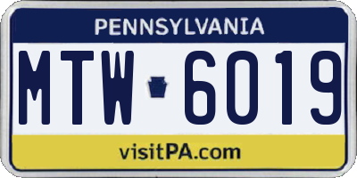PA license plate MTW6019