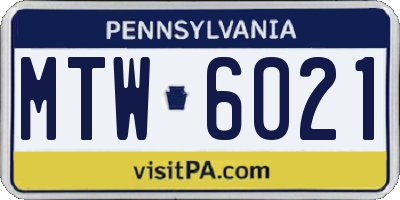 PA license plate MTW6021