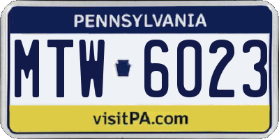 PA license plate MTW6023