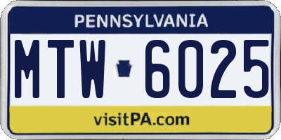 PA license plate MTW6025