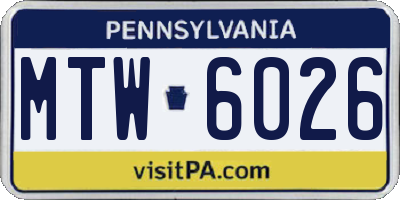 PA license plate MTW6026