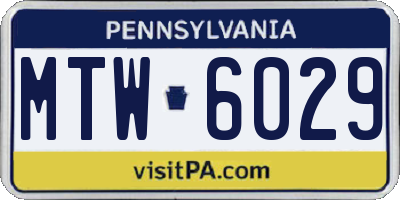 PA license plate MTW6029