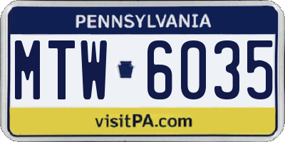 PA license plate MTW6035