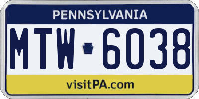 PA license plate MTW6038