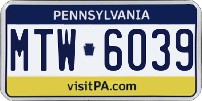 PA license plate MTW6039