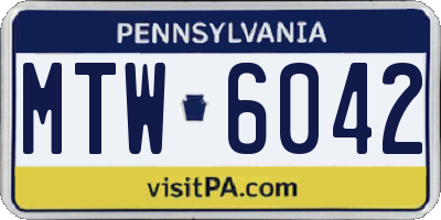 PA license plate MTW6042
