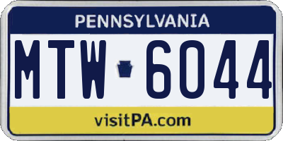 PA license plate MTW6044
