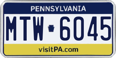 PA license plate MTW6045