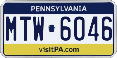 PA license plate MTW6046