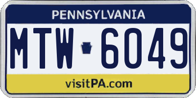 PA license plate MTW6049