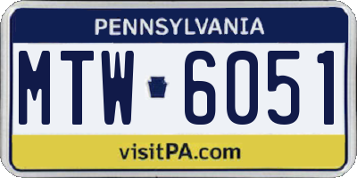 PA license plate MTW6051