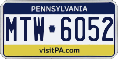 PA license plate MTW6052