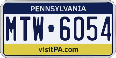 PA license plate MTW6054