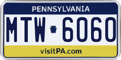 PA license plate MTW6060