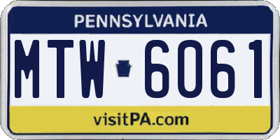PA license plate MTW6061