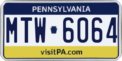 PA license plate MTW6064