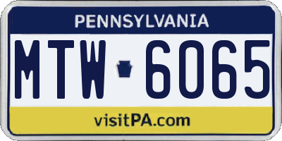 PA license plate MTW6065