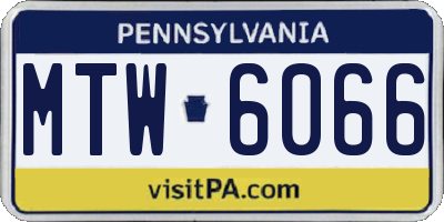 PA license plate MTW6066