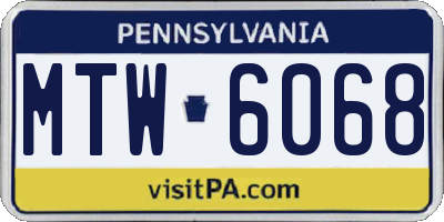 PA license plate MTW6068